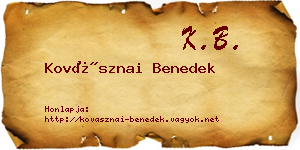 Kovásznai Benedek névjegykártya
